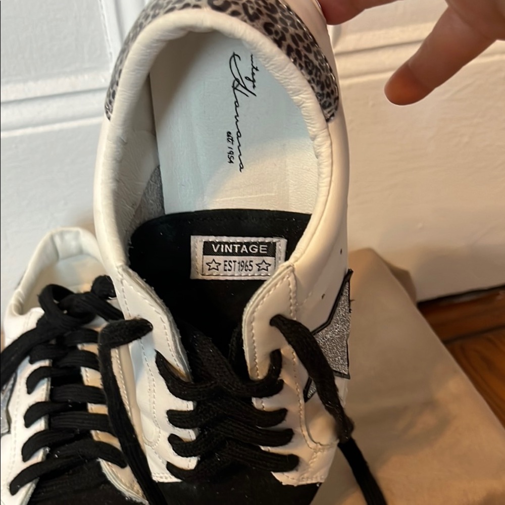 Vintage Havana White Silver Star Sneakers with Animal Print Size 9 - Picture 5 of 6